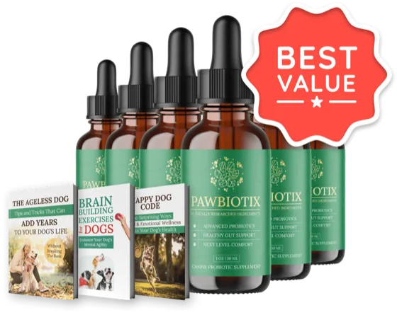 PawBiotix dog probiotic bottles, six-bottle package